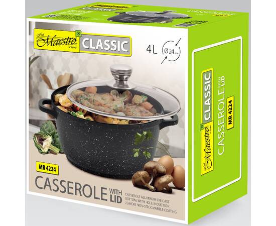 Каструля Maestro зі скляною кришкою 4 л (MR4224), Тип: каструля, Об'єм: 4 л, Колір: чорний, зображення 2