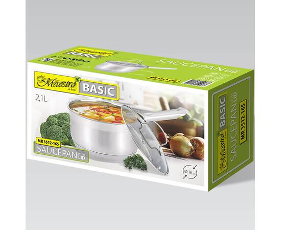 Ковш 16 см, 2,1 л Maestro (MR3512-16S), Тип: ковш, Объем: 2,1 л, Цвет: серебряный, изображение 2