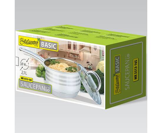 Ковш 16 см, 2,1 л Maestro (MR3513-16S), Тип: ковш, Объем: 2,1 л, Цвет: серебряный, изображение 2