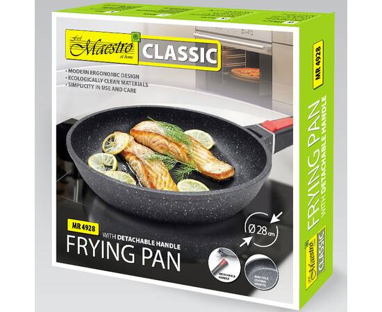 Сковорода Maestro зі знімною ручкою (MR4928), Колір: сірий, Тип: сковорода, Форма: кругла, Діаметр (см): 28, зображення 3