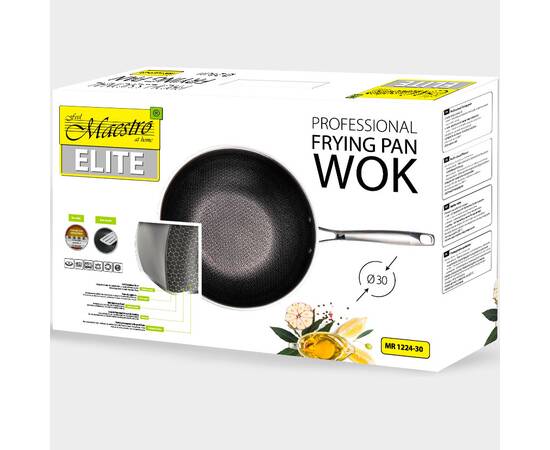 Сковорода профессиональная Wok Maestro Non-stick Coating (MR1224-30), Цвет: серебряный, Тип: сковорода вок, Форма: круглая, Диаметр (см): 30, изображение 3