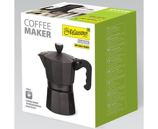 Кавоварка Espresso Moka 150 мл Maestro (MR1666-3-BLACK), зображення 3