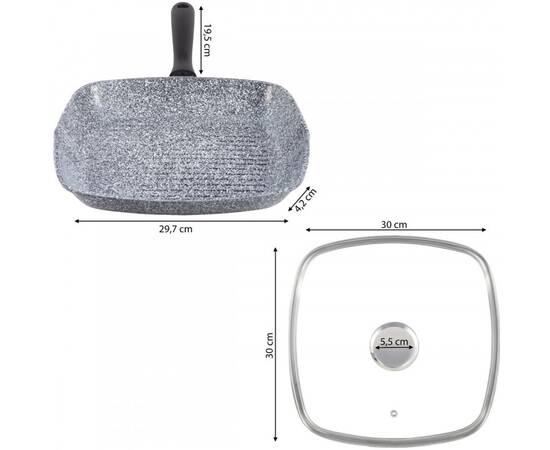 Сковорода-гриль 28 см с крышкой Snow marble Ofenbach (100507), изображение 2