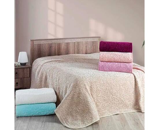 Плед однотонний акриловий 220х240 Bordo Sesli (19011), Основний колір: бордовий, Розмір: 220x240, зображення 3