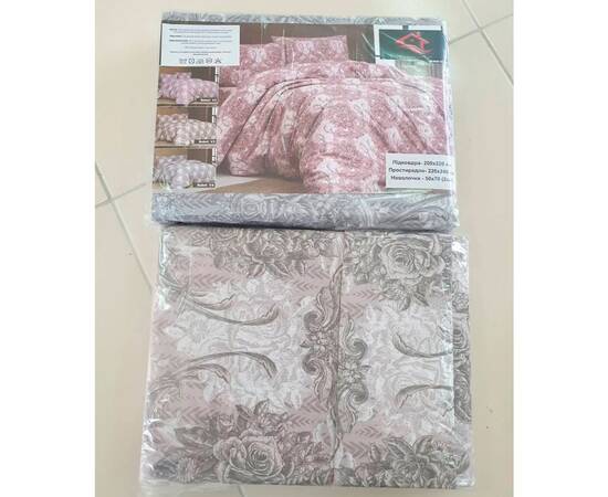 Постільна білизна ранфорс 200x220 Buket v3 Lorine (18923), Розмір: двоспальний євро 200х220, Основний колір: бежевий, зображення 2