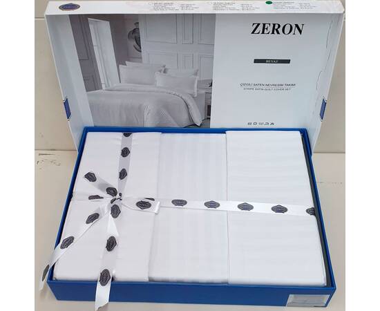 Постільна білизна Satin Strip 200х220 BEYAZ Zeron (18779), Розмір: двоспальний євро 200х220, Основний колір: білий, зображення 4