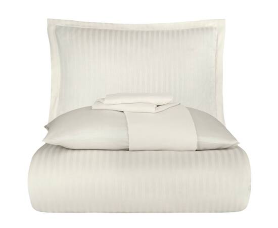 Постільна білизна Satin Strip 200х220 KREM Zeron (18776), Розмір: двоспальний євро 200х220, Основний колір: кремовий, зображення 2