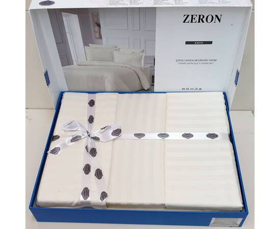 Постільна білизна Satin Strip 200х220 KREM Zeron (18776), Розмір: двоспальний євро 200х220, Основний колір: кремовий, зображення 4