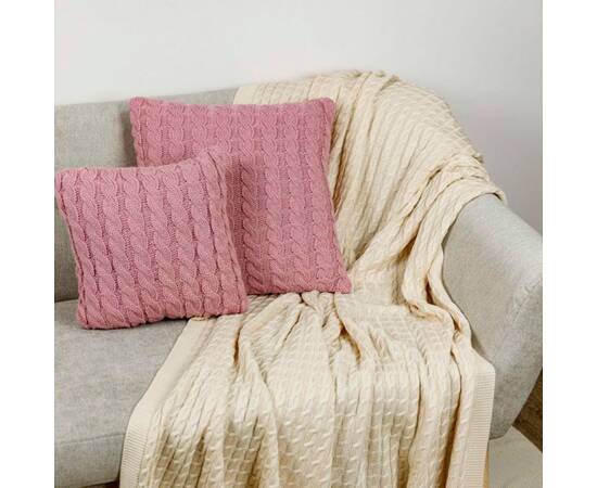 Наволочка 45х45 вязаная декоративная Косы рожева Прованс (028636), Цвет: розовый, Тип: наволочки, Размер: 45x45, изображение 2
