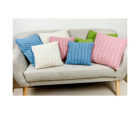 Наволочка 45х45 вязаная декоративная Косы волошкова Прованс (028638), Цвет: голубой, Тип: наволочки, Размер: 45x45, изображение 2