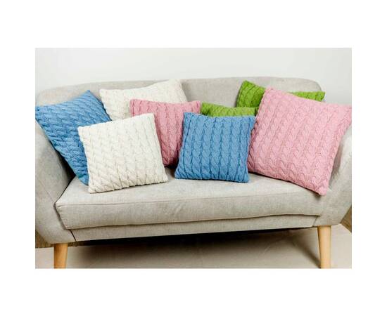 Наволочка 45х45 вязаная декоративная Косы волошкова Прованс (028638), Цвет: голубой, Тип: наволочки, Размер: 45x45, изображение 3