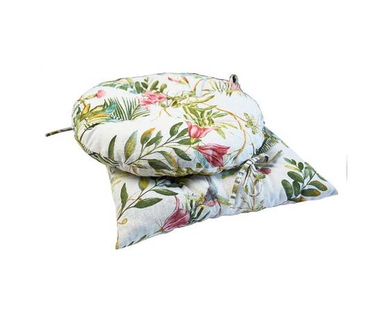 Подушка на стілець кругла Villa D-40 квіти Прованс (028814), Колір: зелений, Розмір: Ø 40, зображення 4