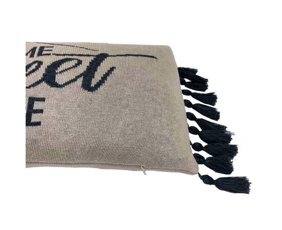 Подушка вязаная 30х45 Home, sweet home Сіра (16 кисточек) Прованс (023435), Цвет: серебряный, Размер: 35x45, изображение 3