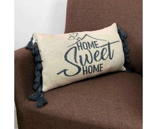 Подушка вязаная 30х45 Home, sweet home Сіра (16 кисточек) Прованс (023435), Цвет: серебряный, Размер: 35x45, изображение 4