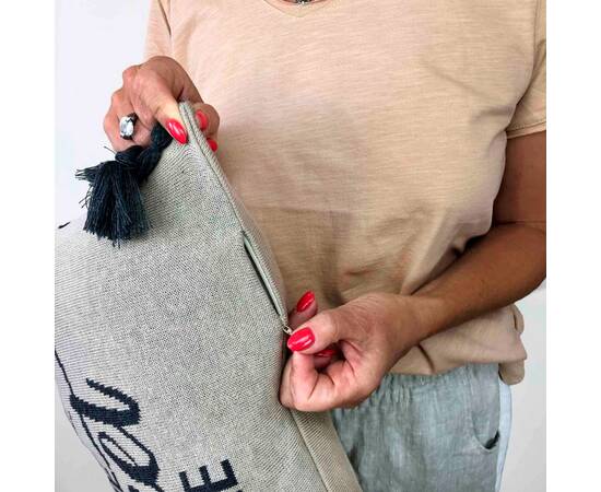 Подушка вязаная 30х45 Home, sweet home Сіра (16 кисточек) Прованс (023435), Цвет: серебряный, Размер: 35x45, изображение 5