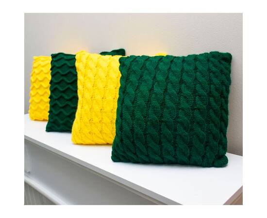 Подушка в'язана декоративна Коси зелена 33х33 Прованс (027423), Колір: зелений, Розмір: 33x33, зображення 5