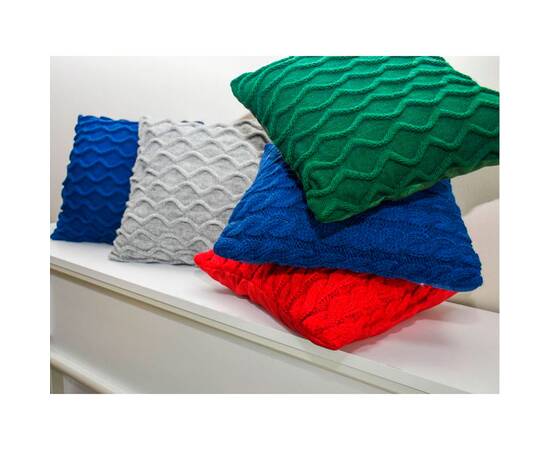 Подушка в'язана декоративна Хвилі сірий 33х33 Прованс (027426), Колір: сірий, Розмір: 33x33, зображення 4