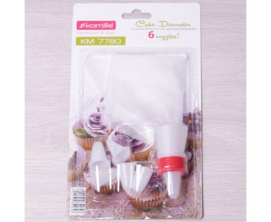 Кондитерський мішок з перехідником та 6 пластиковими насадками Kamille (7780), зображення 2