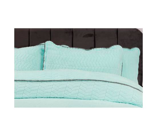 Плед-покрывало жаккардовое Welsoft 220х240 с наволочками 50х70 косичка ментоловый Zeron (19570), Цвет: зеленый, Размер: 220x240, изображение 2