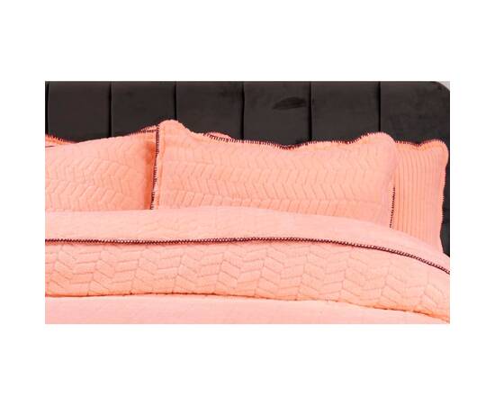 Плед-покрывало жаккардовое Welsoft 220х240 с наволочками 50х70 косичка персиковый Zeron (19571), Цвет: персиковый, Размер: 220x240, изображение 2