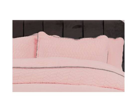 Плед-покрывало жаккардовое Welsoft 220х240 с наволочками 50х70 косичка пудровый Zeron (19569), Цвет: нежно-розовый, Размер: 220x240, изображение 2