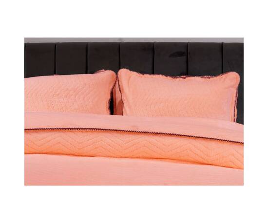 Плед-покрывало жаккардовое Welsoft 220х240 с наволочками 50х70 зигзаг персиковый Zeron (19562), Цвет: персиковый, Размер: 220x240, изображение 2