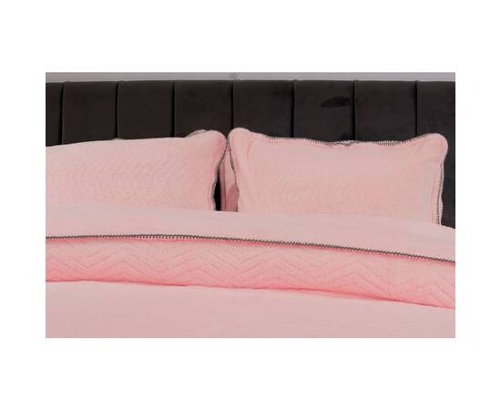 Плед-покрывало жаккардовое Welsoft 220х240 с наволочками 50х70 зигзаг пудровый Zeron (19560), Цвет: нежно-розовый, Размер: 220x240, изображение 2