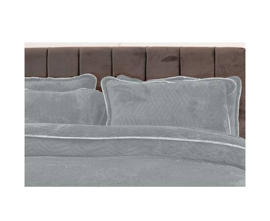 Плед-покрывало жаккардовое Welsoft 220х240 с наволочками 50х70 зигзаг светло-серый Zeron (19554), Цвет: серый, Размер: 220x240, изображение 2