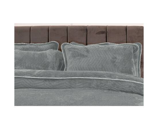 Плед-покрывало жаккардовое Welsoft 220х240 с наволочками 50х70 зигзаг темно-серый Zeron (19557), Цвет: антрацитовый, Размер: 220x240, изображение 2