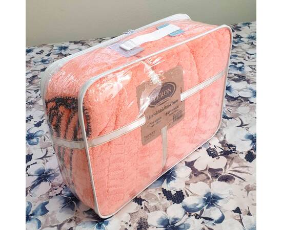 Плед-покрывало жаккардовое Welsoft 220х240 с наволочками 50х70 полоска персиковый Zeron (19579), Цвет: персиковый, Размер: 220x240, изображение 5