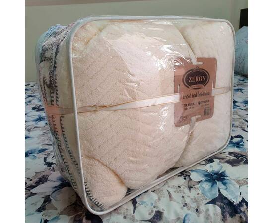 Плед-покривало жакардове Welsoft 220х240 з наволочками 50х70 смужка бежевий Zeron (19576), Основний колір: бежевий, Розмір: 220x240, зображення 6