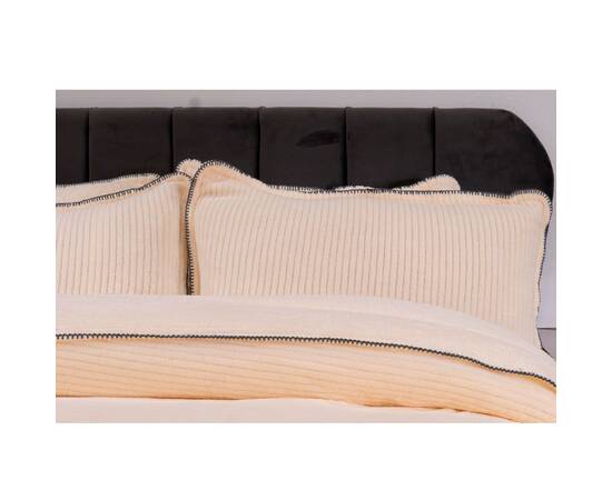 Плед-покрывало жаккардовое Welsoft 220х240 с наволочками 50х70 полоска кремовый Zeron (19574), Цвет: кремовый, Размер: 220x240, изображение 2