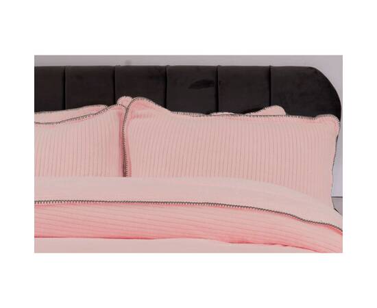 Плед-покрывало жаккардовое Welsoft 220х240 с наволочками 50х70 полоска пудровый Zeron (19577), Цвет: нежно-розовый, Размер: 220x240, изображение 2