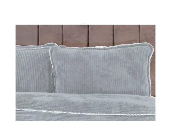 Плед-покрывало жаккардовое Welsoft 220х240 с наволочками 50х70 полоска светло-серый Zeron (19580), Цвет: серый, Размер: 220x240, изображение 2