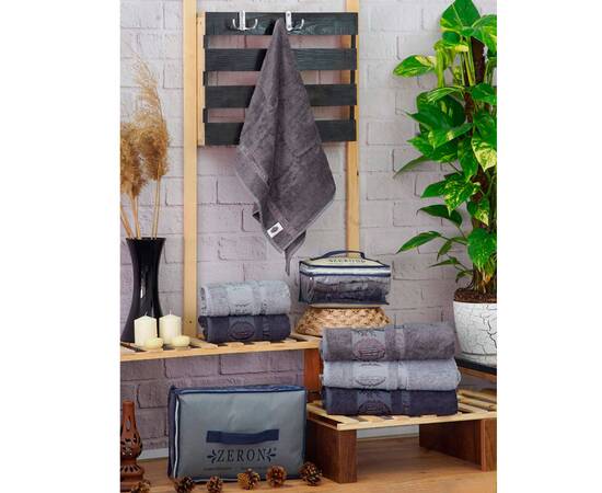 Полотенца бамбуковые 50х90 3шт Aynali Agac Bamboo Desen Zeron (19710), Цвет: серый, Размер: 50x90, изображение 3