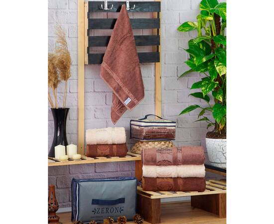 Полотенца бамбуковые 50х90 3шт Aynali Agac Bamboo Desen Zeron (19712), Цвет: коричневый, Размер: 50x90, изображение 3