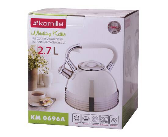 Чайник 2,7л зі свистком та ручкою Kamille (0696WH), зображення 3