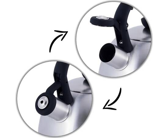 Чайник 2л зі свистком Kamille (0693GR), зображення 3