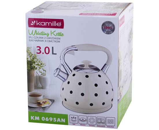 Чайник 3л зі свистком Kamille (0695BG), зображення 3