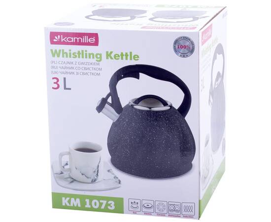 Чайник 3л зі свистком Kamille (1073GR), зображення 4