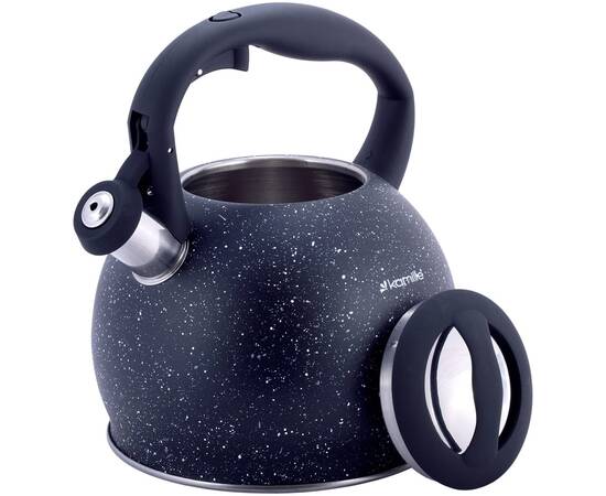 Чайник 3л зі свистком та ручкою soft touch Kamille (1074BL), зображення 2
