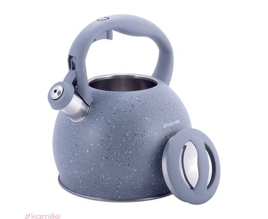 Чайник 3л зі свистком та ручкою soft touch Kamille (1074GR), зображення 2