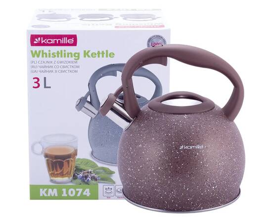 Чайник 3л зі свистком та ручкою soft touch Kamille (1074BRW), зображення 3