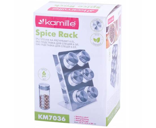 Набір ємностей для спецій на прямокутній підставці Kamille (7036), зображення 3