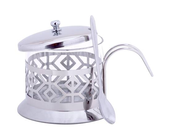 Цукорниця 200 мл зі скла та нержавіючої сталі Kamille (7007), зображення 2