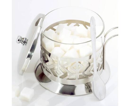 Цукорниця 200 мл зі скла та нержавіючої сталі Kamille (7007), зображення 3