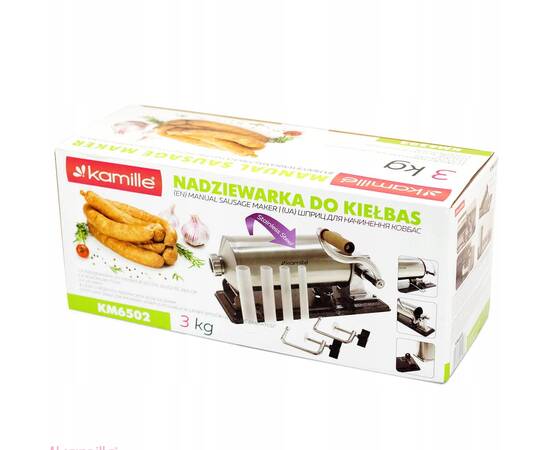 Шприц для начинения колбас 3кг с насадками (O1,5 см, О2 см, O2,2 см, O2,5 см) Kamille (6502), изображение 4