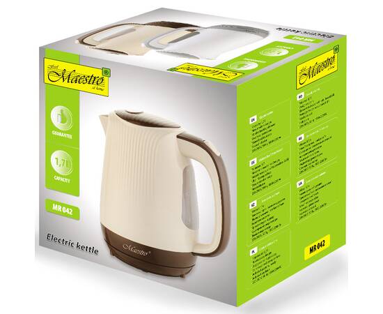 Чайник электрический 1,7 л 2000 Вт Maestro бежевый (MR042-BEIGE), изображение 4
