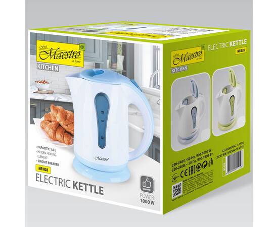 Чайник электрический 1 л 1000 Вт Maestro голубой (MR028-BLUE), изображение 3
