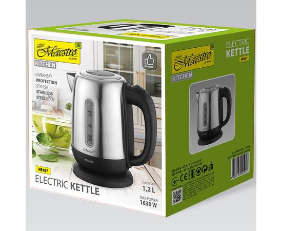 Чайник електричний металевий 1,2 л Maestro (MR027), зображення 2